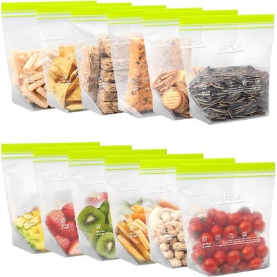 24 Pack Reusable Food Storage Bags, 8 Gallon 8 Sandwich 8 Snack BPA Free Microwave Safe
