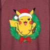 Women's - Pokémon - Pikachu Lights Wreath Lightweight French Terry Wide Neck Long Sleeve Shirt - 2 of 4
