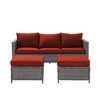 Sonkuki 3-Seater Patio Sofa Set Brown/Gray Rattan with Ottomans - 2 of 4