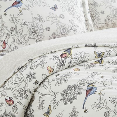 Bayberry Ivory Floral Microfiber Full/Queen Duvet Cover Set