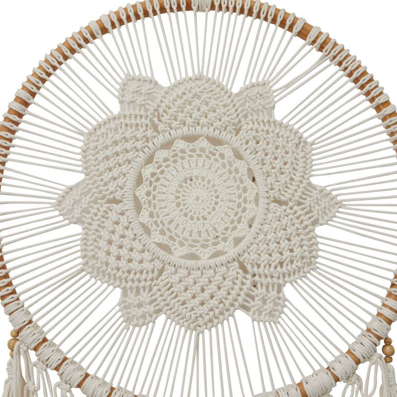 Cotton Macrame Handmade Intricately Woven Dreamcatcher Wall Decor with Beaded Fringe Tassels White - Olivia & May, 4 of 7