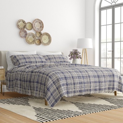 Navy Polka Dot Full Cotton Microfiber Sheet Set