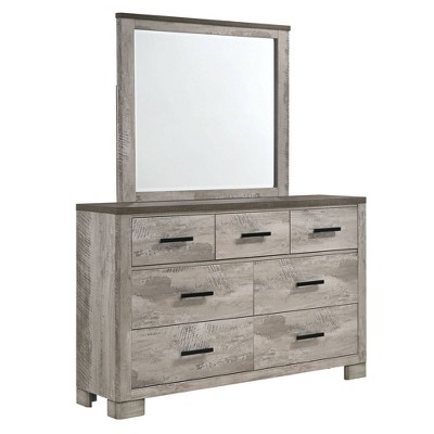 Adam Full 5-Piece Panel Bedroom Set in Dual-Gray Finish