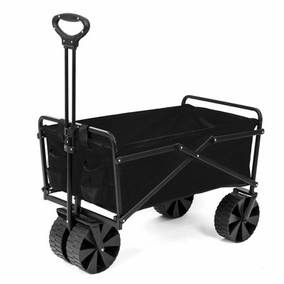 Seina Manual 150 Pound Capacity Folding Utility Beach Wagon Outdoor Cart, Black