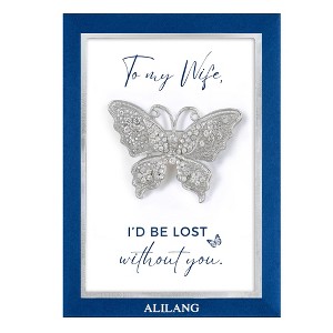 Anna-Kaci Clear Silver Butterfly Crystal Rhinestone Brooch Pin with Family or Friend Gift Message Card & Envelope Jewelry Gifts - 1 of 4
