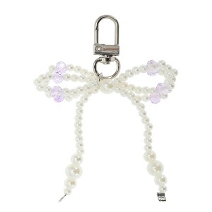 Unique Bargains Faux Pearl Bow Handbag Charms Keychains 1 Pc - 1 of 4