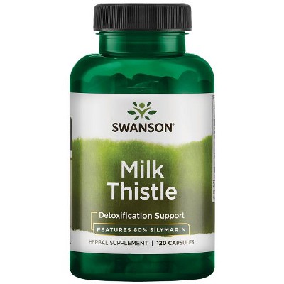 Swanson Superior Herbs Milk Thistle - 80% Silymarin, Helps Liver Health, Spleen & Kidney Function, Boosts Antioxidant Activity, 500 mg (120 Capsules).