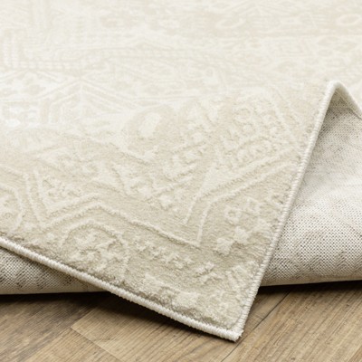 Ivory Geometric Synthetic 3'3" x 5' Area Rug