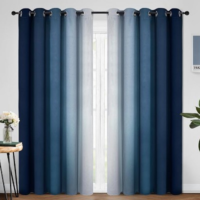 Yakamok Greyish White and Blue Ombre Curtains(52x84 Inch, 2 Panels)
