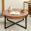 NicBex Cylinder Coffee Table Set of 2 Simple Wooden End Table with Vertical Texture Relief Design for Living Room, Bedroom - 2 of 4