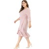Agnes Orinda Women's Plus Size Cocktail V-neck Wrap Ruffled Midi Bodycon Dresses - 3 of 4