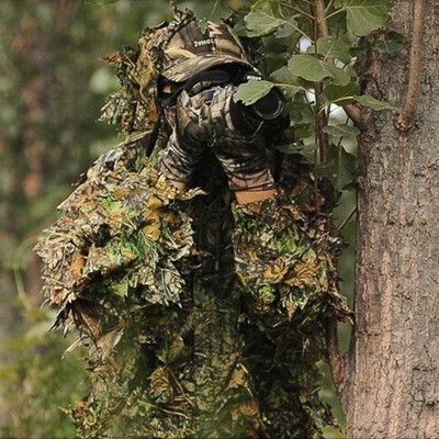 Maple Leaf Hooded 3D Bionic Training Uniform Military Sniper Cloak Camouflage Clothing
