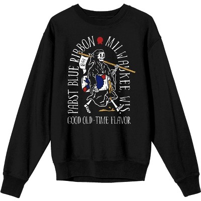 Pabst Blue Ribbon Milwaukee WI Good Old-Time Flavor Men's Black Long-Sleeve Sweatshirt-XL