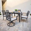 TiramisuBest 7-Piece Outdoor Patio Set - Aluminum Frame, 4 Chairs, 2 Swivel Rockers, Cushions, Rectangular Table w/Umbrella Hole (Bourbon Brown) - 2 of 4