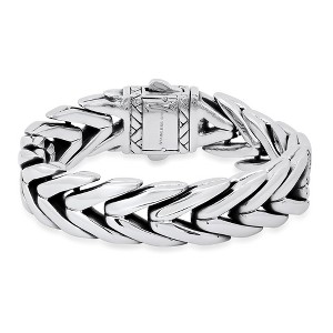 Steeltime Men's heavy oxydized stainless steel wheat chain bracelet - 1 of 4