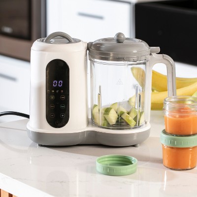 White and Gray Variable Speed Baby Food Processor with Glass Storage Jars
