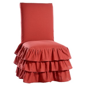Red Ruffle 3-Tiered Dining Chair Slipcover