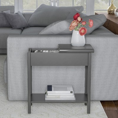 Hastings Home Narrow Flip Top End Table – Gray