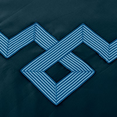 Navy Blue Cotton Embroidered King/California King Duvet Cover Set