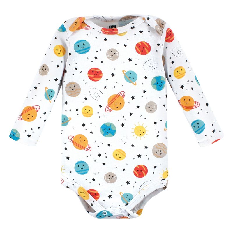 Hudson Baby Unisex Baby Cotton Long-Sleeve Bodysuits, Happy Planets 7-Pack, 4 of 10