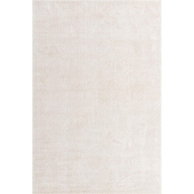 Ivory Rectangular 5' x 7' Solid Shag Synthetic Rug