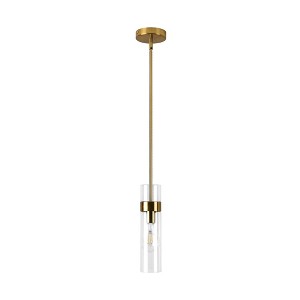PAKOKULA 1-Light Gold Simple Mini Pendant Light with Clear Glass Shade - 1 of 4