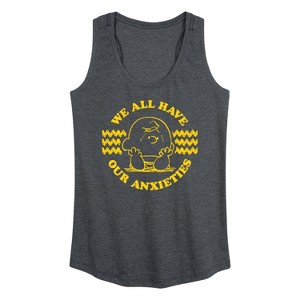 Women's - Peanuts - We All Have Our Anxieties Graphic Racerback Tank - 1 of 4
