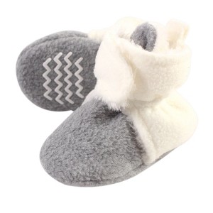 Hudson Baby Baby and Toddler Cozy Fleece and Faux Shearling Booties, Cream Heather Gray - 1 of 1