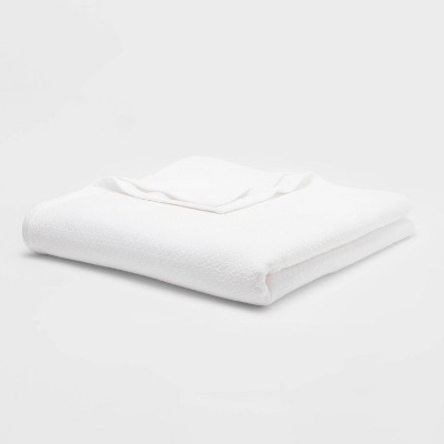 King 100 Cotton Bed Blanket White Threshold