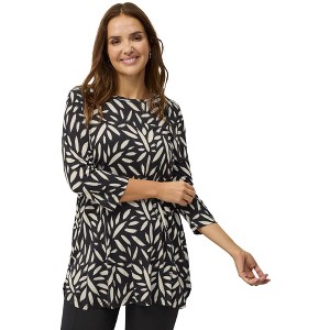 ellos Plus Size Three-Quarter Sleeve Curved Hem Tunic - 1 of 3