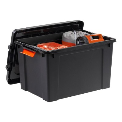 Heavy Duty Black Stackable Plastic Storage Bins with Lids