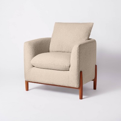 Elroy Accent Chair with Wood Legs Tan Boucle - Threshold&#8482; designed with Studio McGee