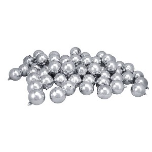 Northlight 60ct Shatterproof Shiny Christmas Ball Ornament Set 2.5" - Silver - 1 of 4
