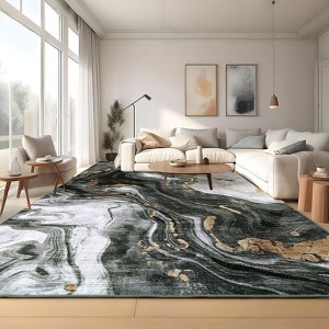 Large Modern Rugs for Living Room 9x12 Non-Slip Abstract Print Floor Mats, Stain-Resistant Low Pile Accent Rugs, Foldable Ultra-Thin Indoor Carpet - 1 of 4