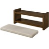 A padded entryway bench with a lower shelf, a modern storage footstool, offering storage space, suitable for bedrooms or living rooms. - 4 of 4