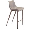 Zuo Modern Magnus Barstool 43.3" H Brown Faux Leather Walnut Legs Contemporary,Set of 2 - 3 of 4