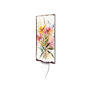 HomeRoots 10" White Pink And Green Wood Wildflowers Garden Stake - 1 of 4