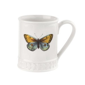 Portmeirion Botanic Garden Harmony Embossed 12 oz Tankard. Amber Blue Butterfly - 1 of 4