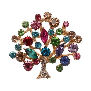 Unique Bargains Christmas Brooches YNCP1554 Halloween Tree Alloy Dripping Wax Multicolor 1.89"x1.77" 1 Pc - 1 of 4