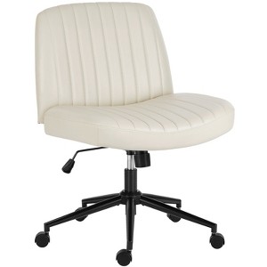 DOMETOUR Vanity Chair Armless Swivel Height Adjustable Wide Seat Leather Padded Task Chair for Home Office - 1 of 4