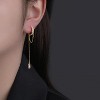 925 Sterling Silver CZ Chain Hoop Earrings Dangle for Women Teens Dangle Earrings Chain Drop Earrings Huggie - 2 of 4