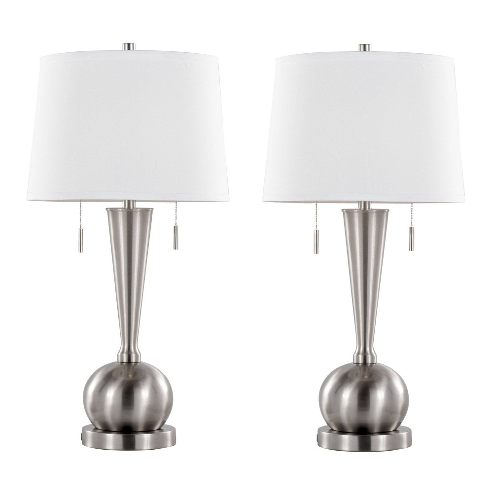 Photos - Floodlight / Street Light LumiSource  Jules 30.25" Contemporary Table Lamps Brushed Nickel(Set of 2)