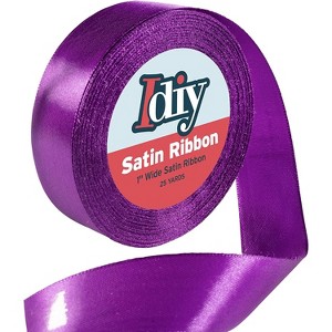 iDIY Satin Ribbon (1", 25Yards) No wire,  Arts & Crafts, Gift Wrapping, Basket Decor, Sewing Projects, Party Decor, Hair Bows - Purple - 1 of 3