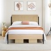 Bed Frame With Rattan Headboard, Boho Style Platform Bed Frame With Underbed Storage, Mattress Foundation Easy Assembly No Box Spring Needed - 2 of 4