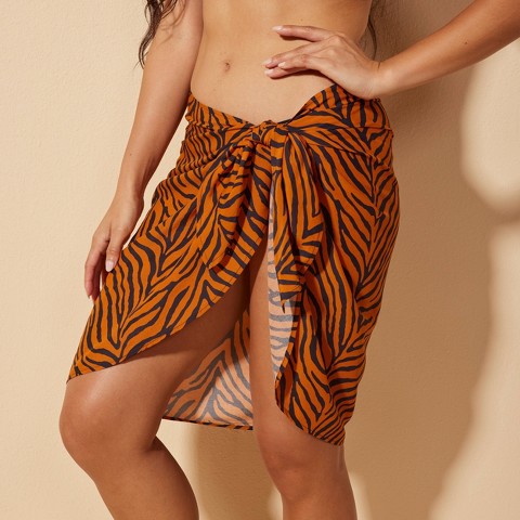 Shade & Shore Women's Sarong Cover Up Bottom - Shade & Shore™ Orange/Black S/M