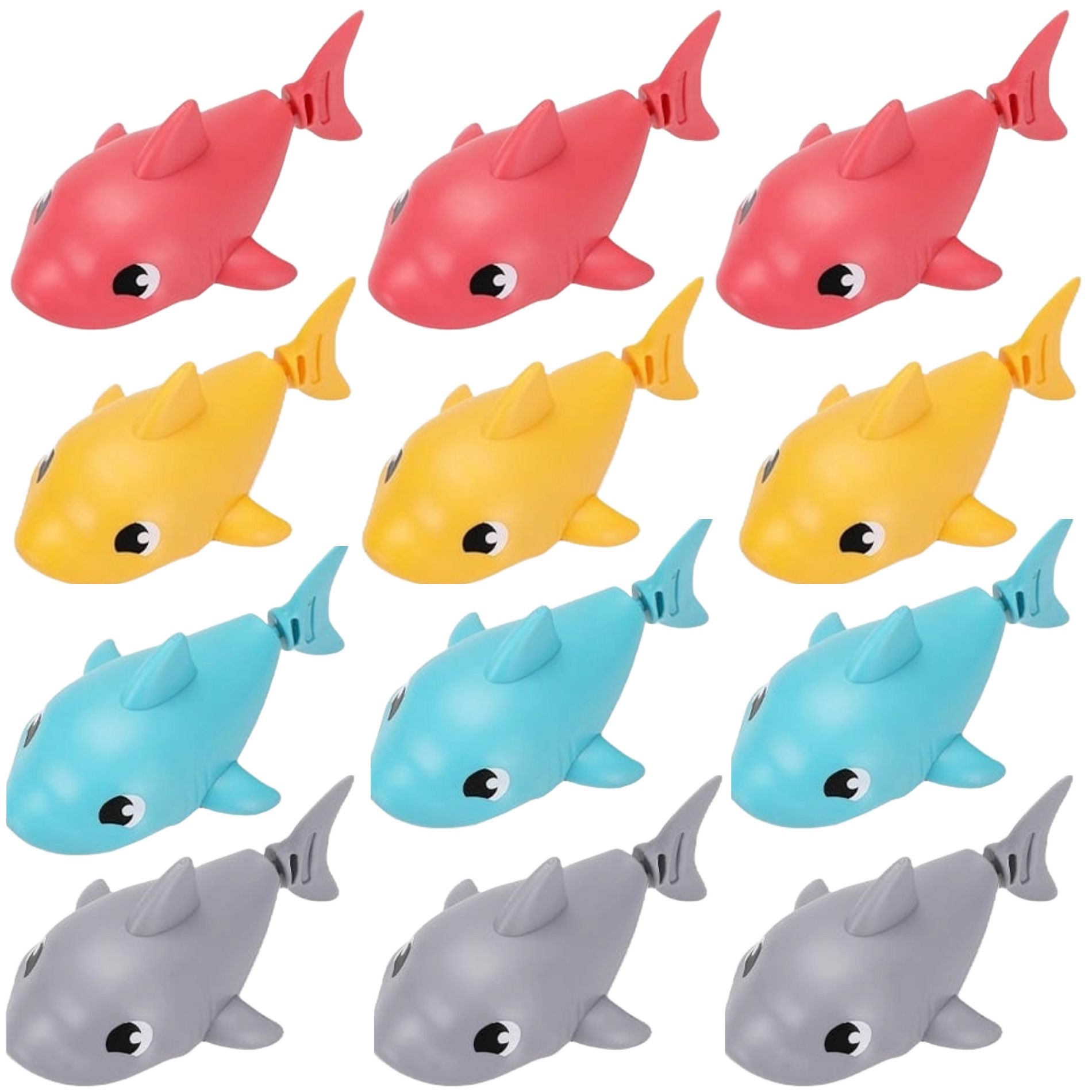 12pc Floating Shark Bath Toys for Toddlers, Colorful Swimming Sharks, Interactive & Battery-Free Water Play Set for Baby Bath, Pool & Summer Fun
