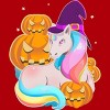 Junior's Design By Humans Cute Unicorn With Jack O Lantern Halloween T Shirt By thebeardstudio T-Shirt - 2 of 3