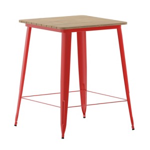 Emma and Oliver Indoor/Outdoor Bar Top Table, 31.5" Square All Weather Poly Resin Top with Steel base - 1 of 4