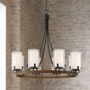 Stiffel Black Wood Wagon Wheel Chandelier 29 1/2" Wide Industrial Clear Outer Frosted Inner Glass 8-Light for Dining Room House - 2 of 4