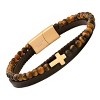 Steeltime Men's leather, beads and stainless steel layered bracelet. Color Options: Silver, Gold - 2 of 4